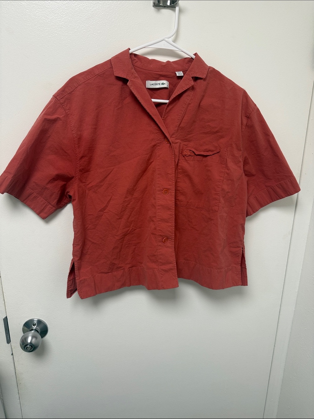 Lacoste Terracotta Short Sleeve Camp Collar Shirt